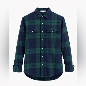 Classic Green and Blue Plaid Button-Down Shirt